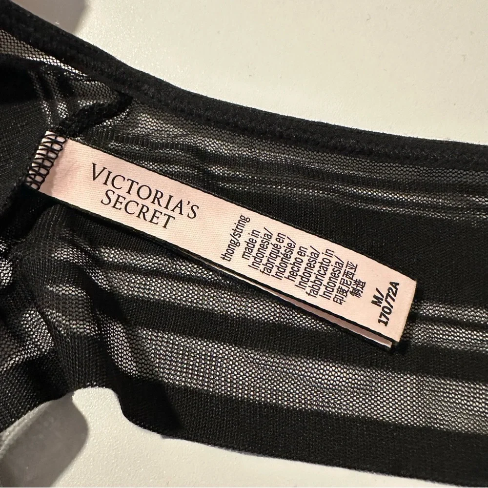 Victoria's Secret No-Show Lacie Thong Panty in Black